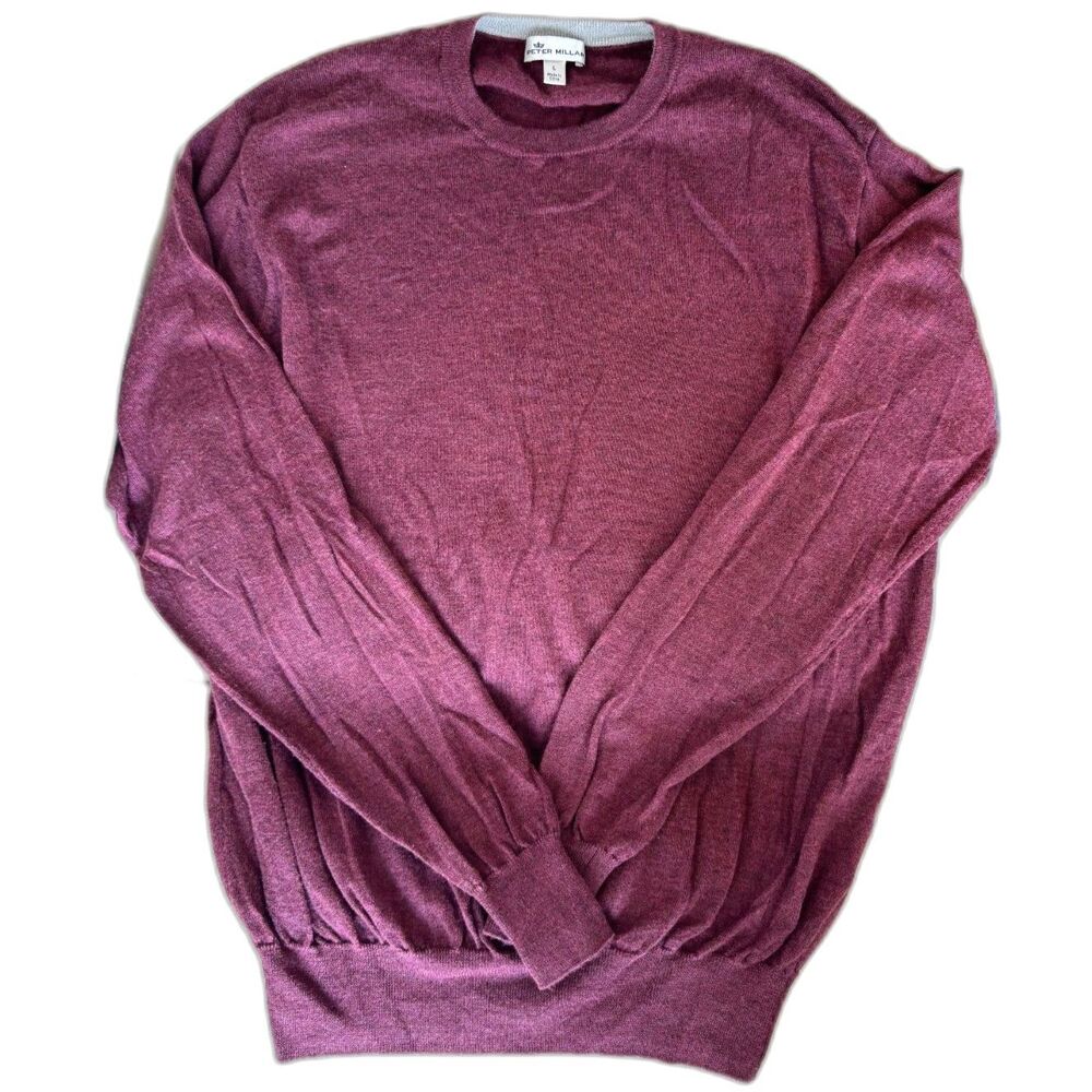 Peter Millar Burgundy 100% Merino Wool/Silk Sweater LARGE